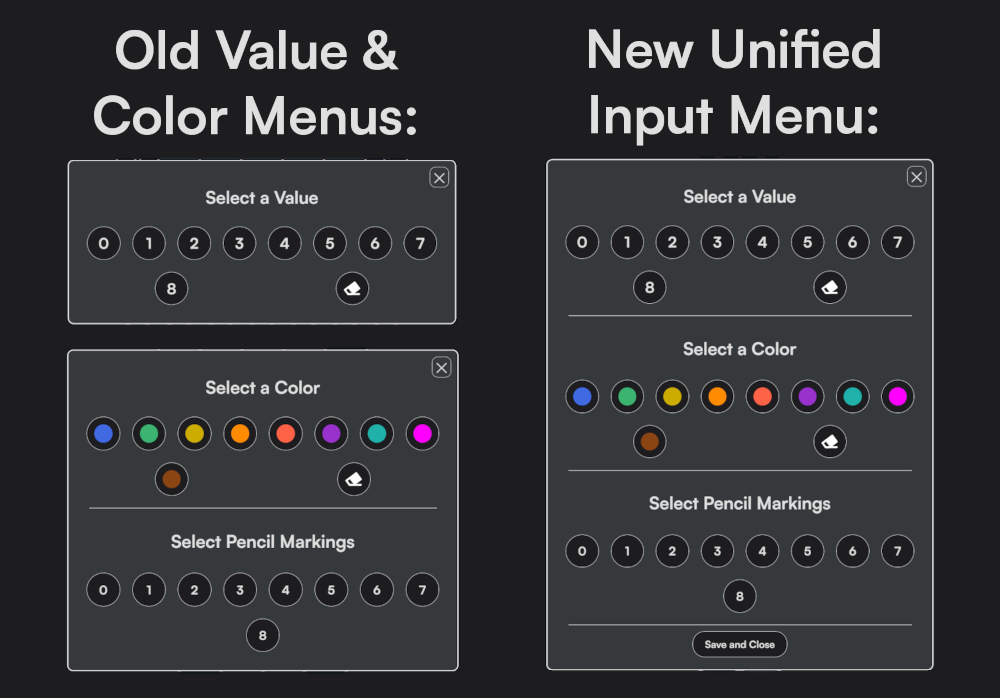Unified Menu Comparison